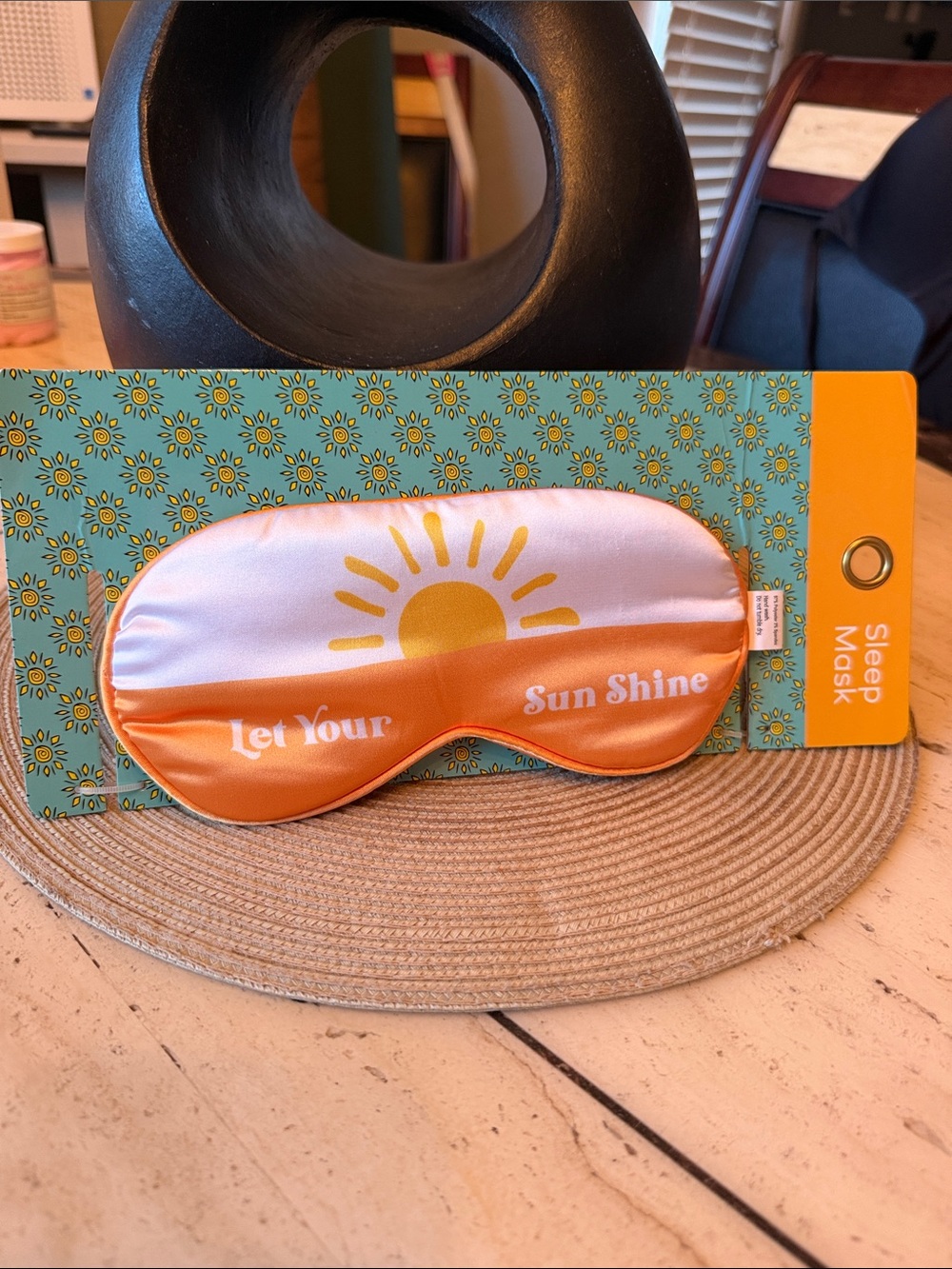 NWT Sunshine Polyester Satin Sleep Mask in Orange and White